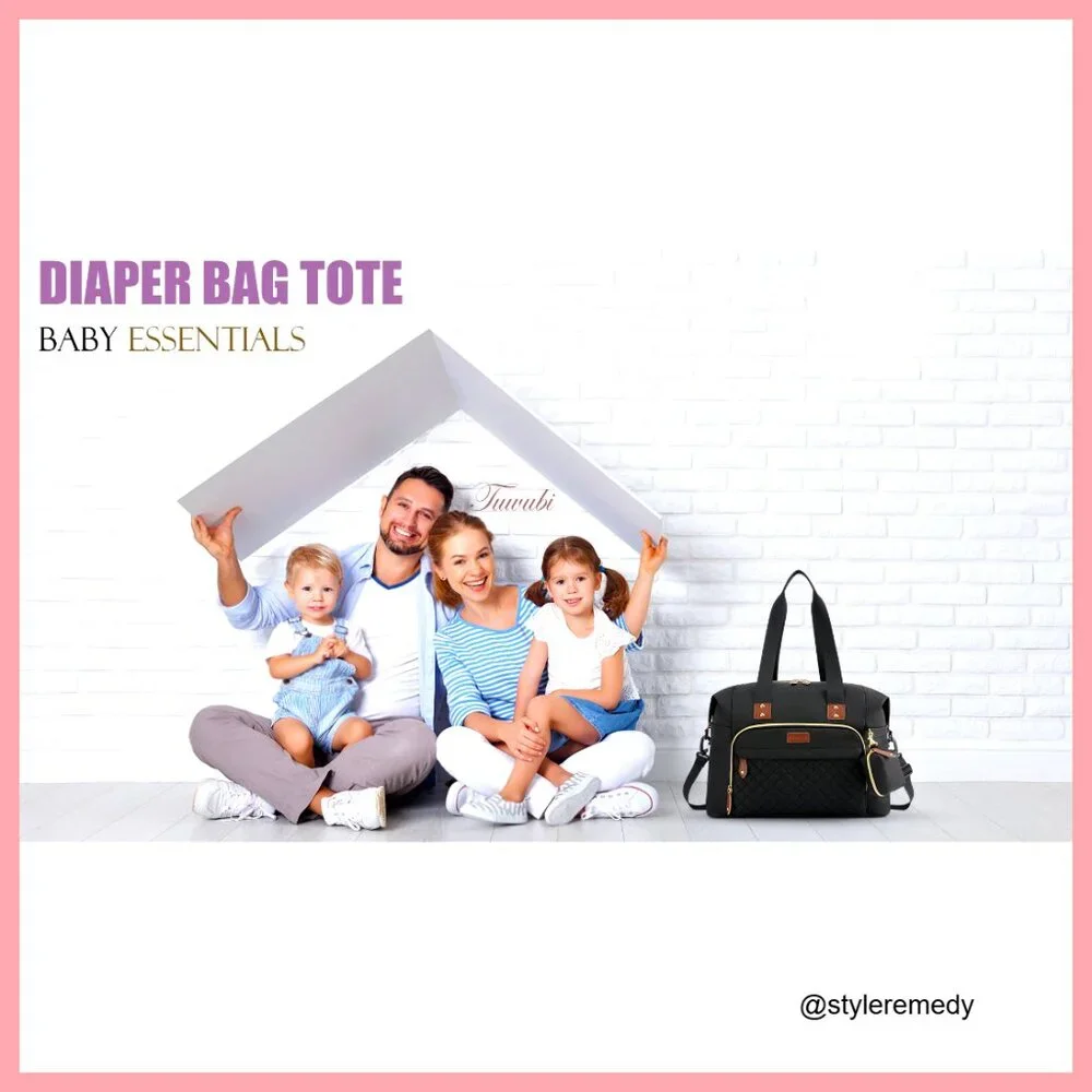 Large Polyester Diaper Tote with Pacifier Case and Insulated Bottle Pockets